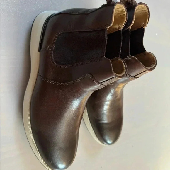 Johnston & Murphy Felder Chelsea Shoe Men Sz 8.5 Brown Leather  Sheepskin Boots - Picture 3 of 8